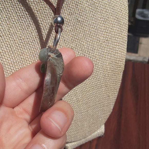 Handmade Ammonite/ Genuine Brown Leather Necklace- Ancient Earthy Vibes- - Picture 6 of 9
